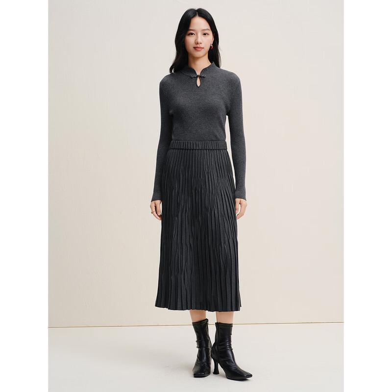 JUZUI Women's Elegant Pleated A-line Long Skirt
