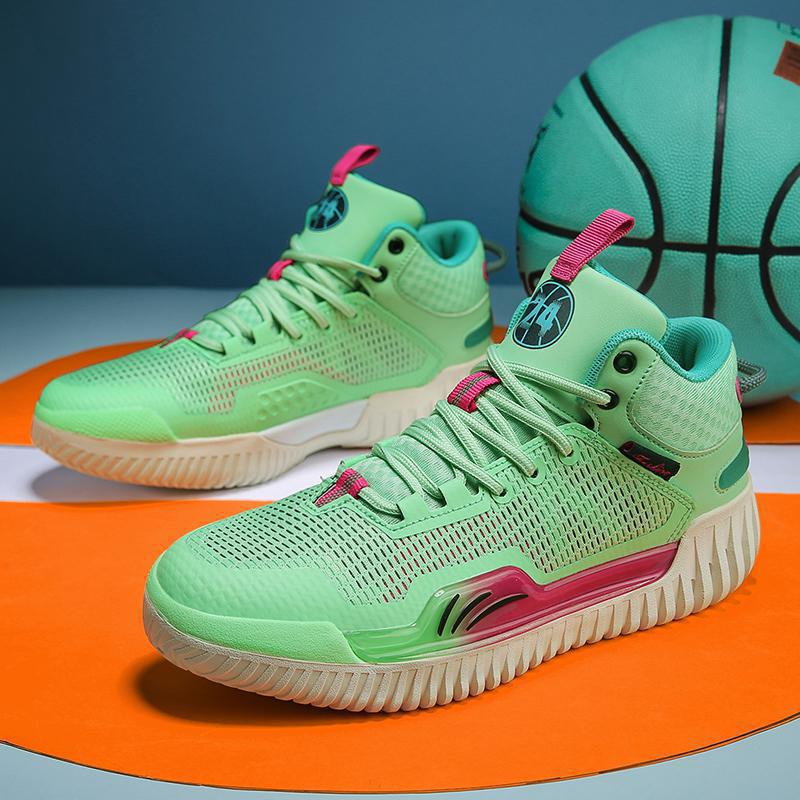 

Basketball shoes new large size non-slip friction sound sneakers youth couple sports shoes sports training shoes 45 зелёный