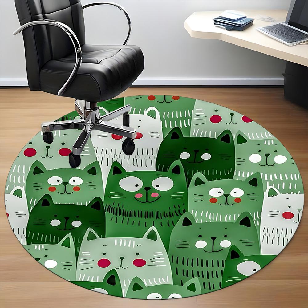 1pc Cat Pattern Office Round Area Rug, Under Office Chairs Bedroom Living Room Home Decor, Room Deco