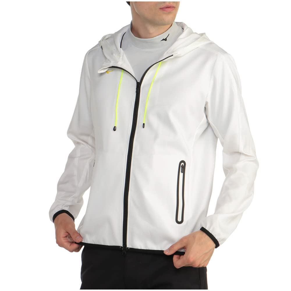 

Mizuno E2ME2002 Stretch Long Sleeve Hooded Size M Men s Water-Repellent Blouson, White, белый