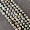 Natural Green Brown African Turquoise Beads, Size 6MM 8MM 10MM, Beads, Loose Round Beads, 14-15 Inch Strand Beads.