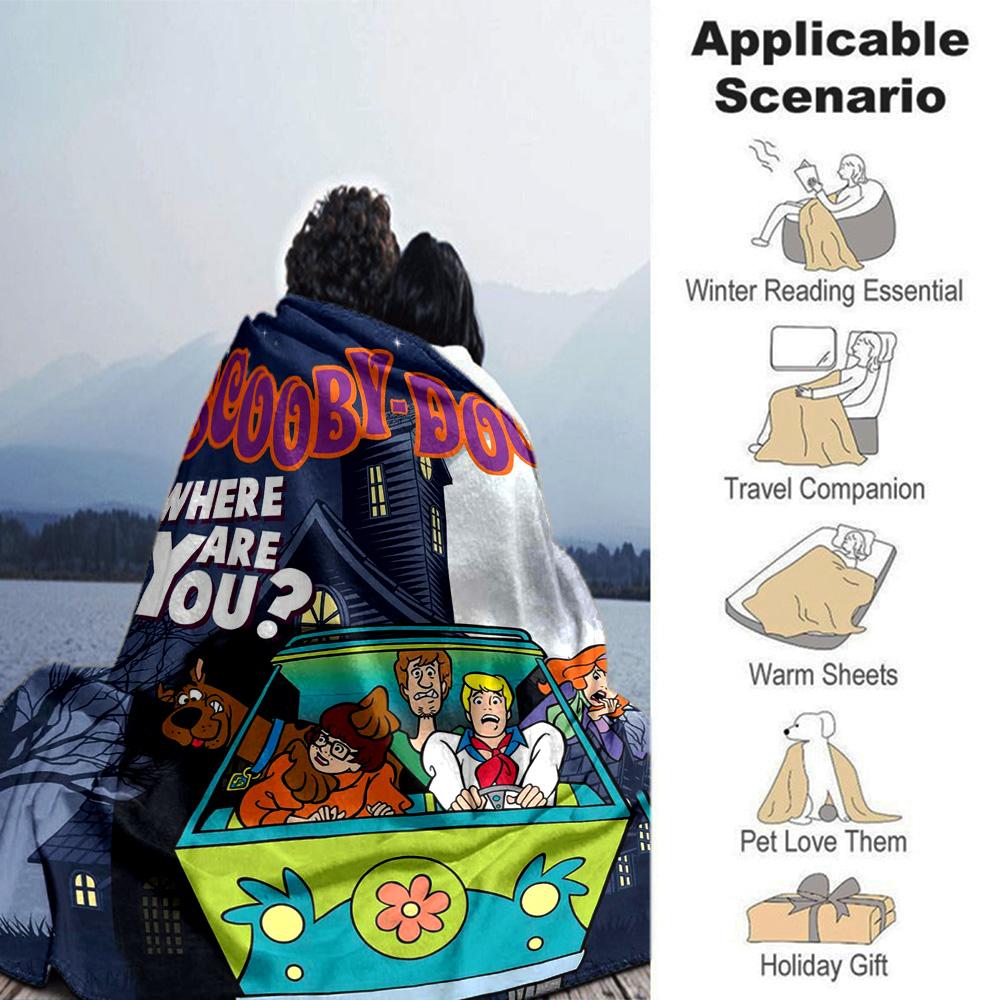 Scoobydoo Mystery Night Flannel Blanket Super Soft Warm Cozy Blanket For Sofa Bed Office Travel Allseason Home Decor Gift