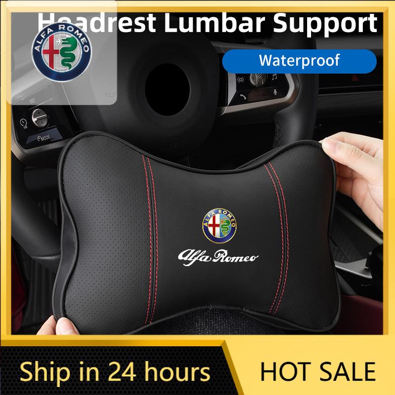 For Alfa Romeo Car Sticker Leather Car Seat Neck And Back Pillow Breathable Accessories For Alfa Romeo 159 Giulietta Giulia 147LG9