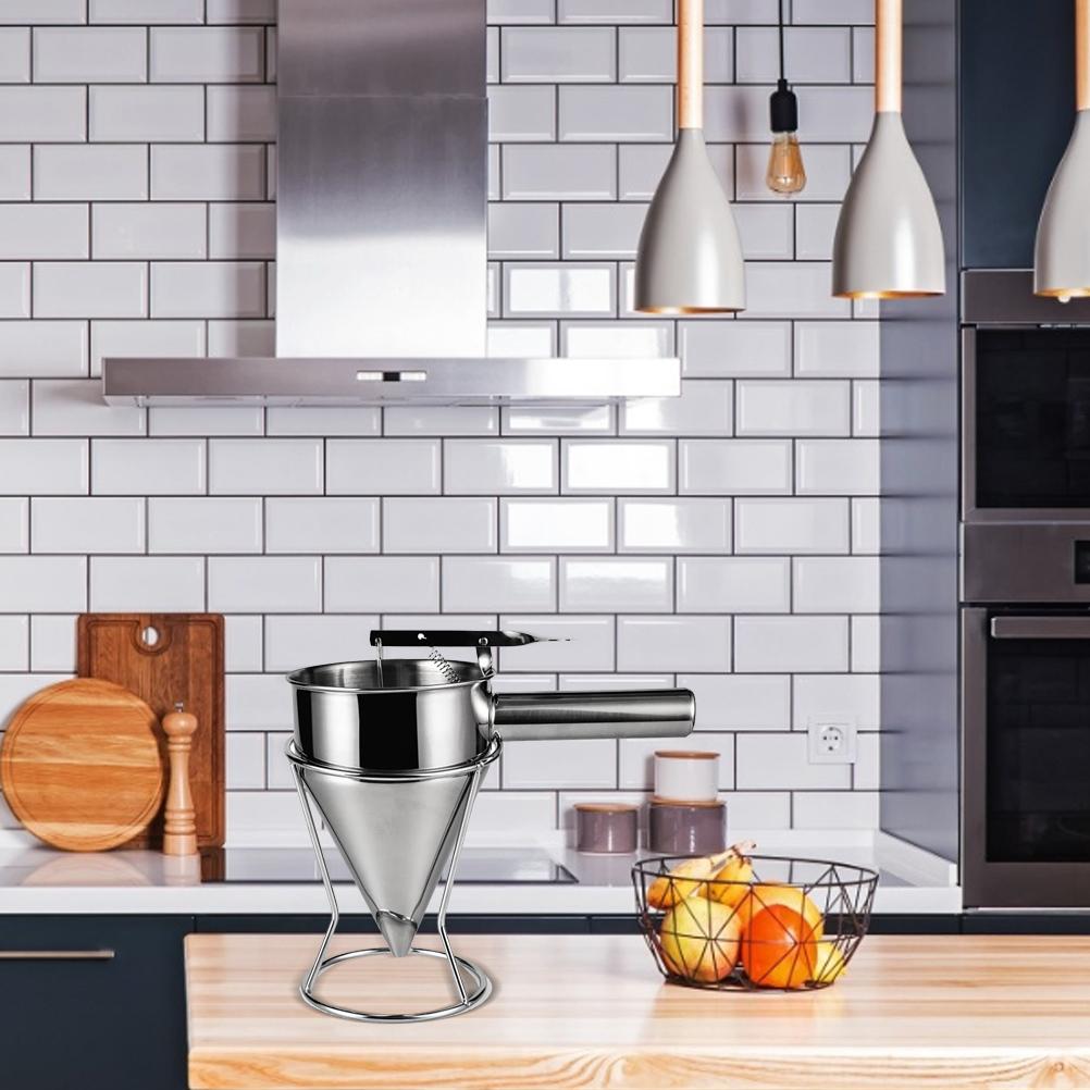 Stempeltrakt i rustfritt stål med stativ Kjøkken Baketrakt Rørdispenser Saus Fløtedosering