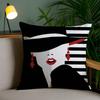 Vantage Anime Elegant Lady Pattern Pillow Case Anti-Dustmite Pillowcase Invisible Zipper Silky Short Plush Sofa Cushion Cover