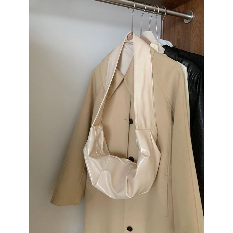 

Large capacity retro soft leather pleated dumpling bag lazy style casual versatile commuter shoulder satchel women