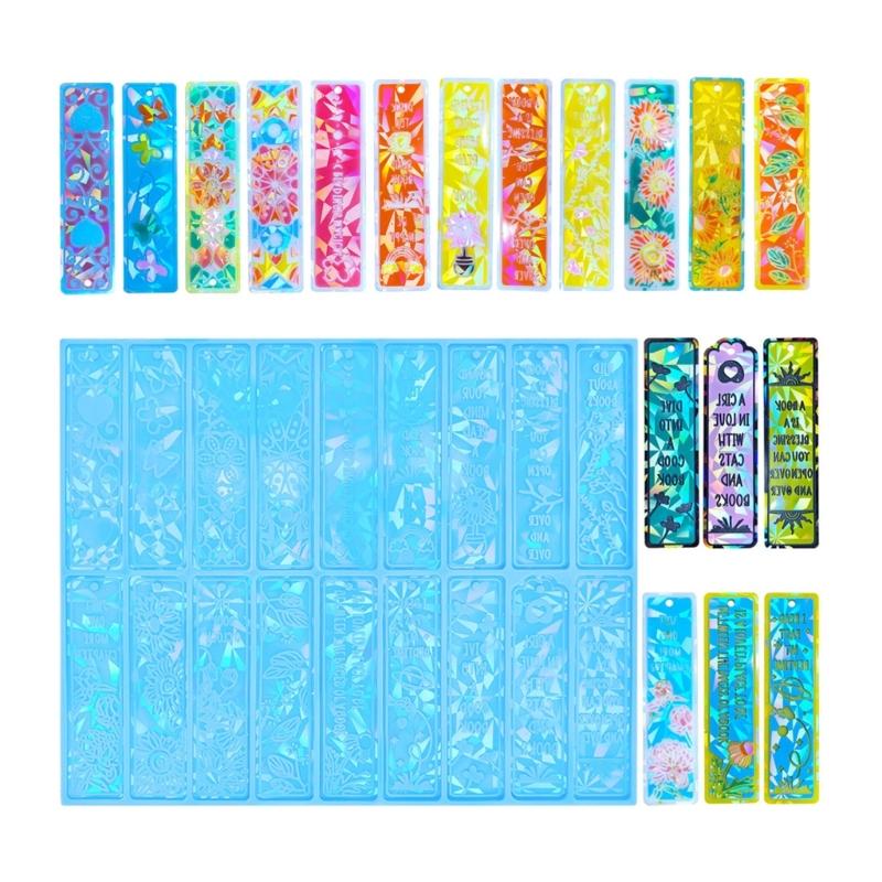 18 Styles Bookmark Silicone Mould Casting Craft Pendant Resin Epoxy DIY Rectangle Bookmark Mold for Jewelry DIY Fans