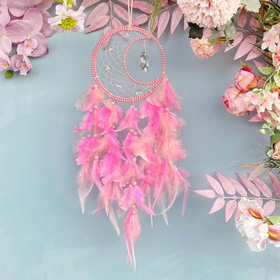Traumfänger Naturkristall Stein Windspiel Boho Handgewebte Federn Schlafzimmer Hängende Ornamente Festival Geschenk Heimdekoration