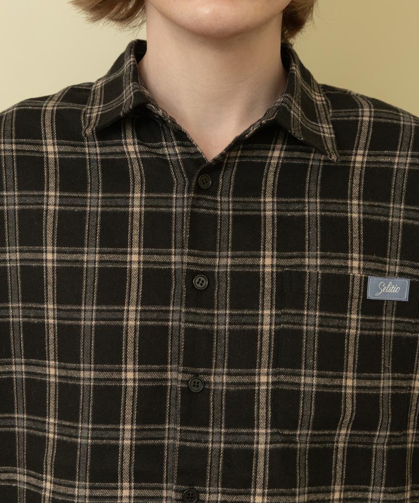 SELITIO Label Point Vintage Check Shirt Black