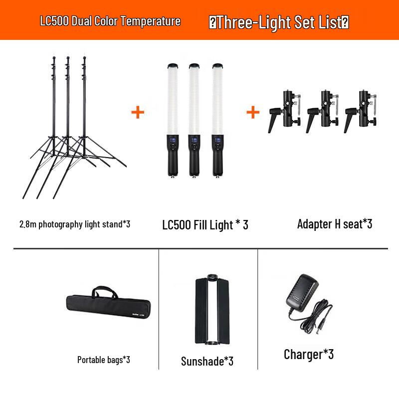 Godox LC500 Bi-Color Handheld LED Light Stick Triple Kit