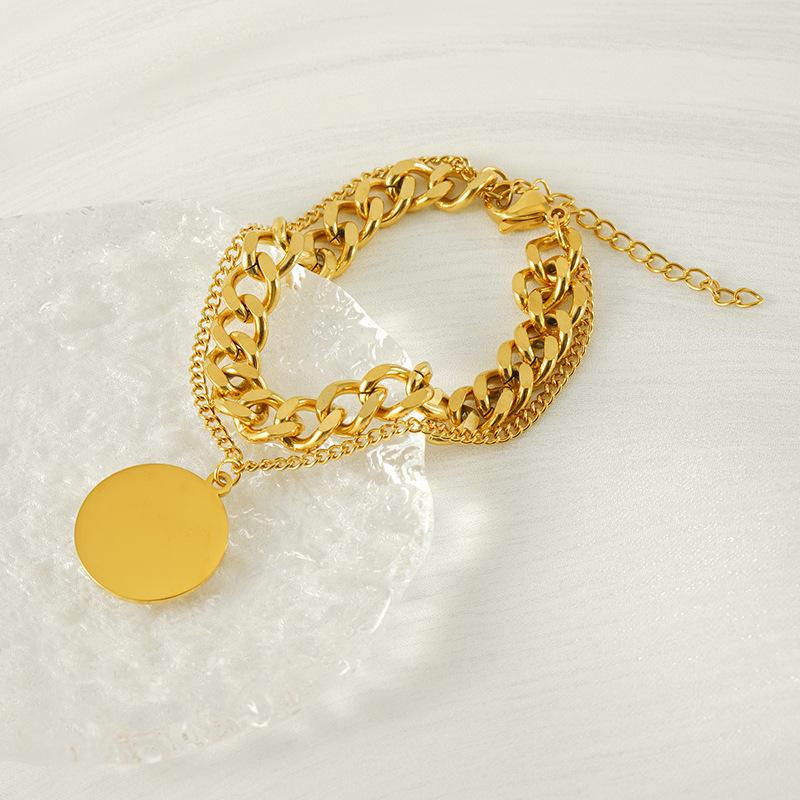 Fashion Jewelry Stainless Steel Bracelet for Women Charms 18K Gold Plated Simple Versatile Chain Bracelet Jewelry