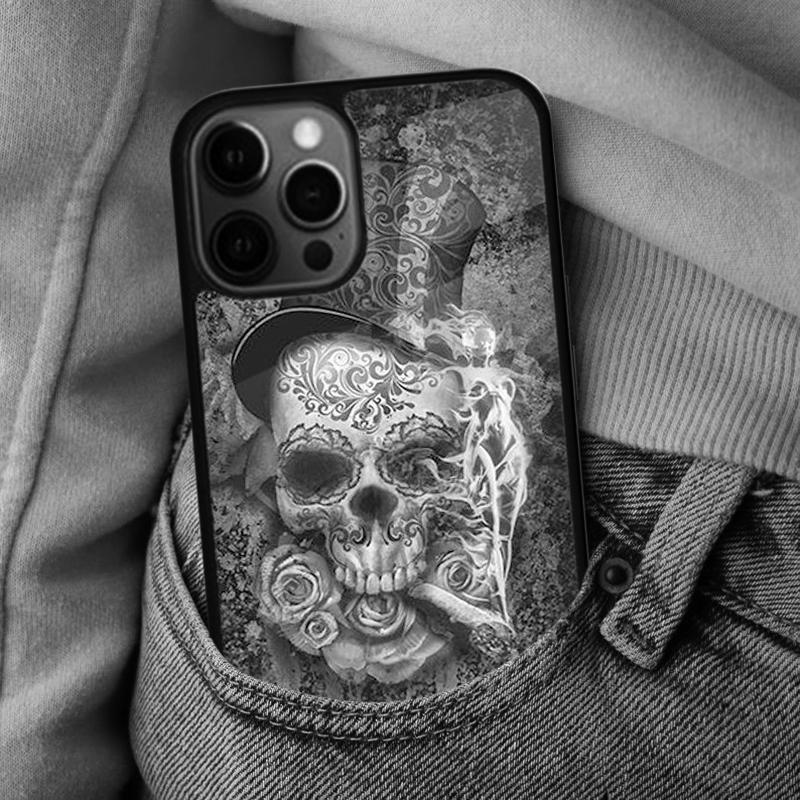 calaveras floral sugar skull Soft Phone Case for iPhone 17 Air 16e Pro max 15 Pro 13 14 Plus 11 12 MagSafe Magnetic Coque