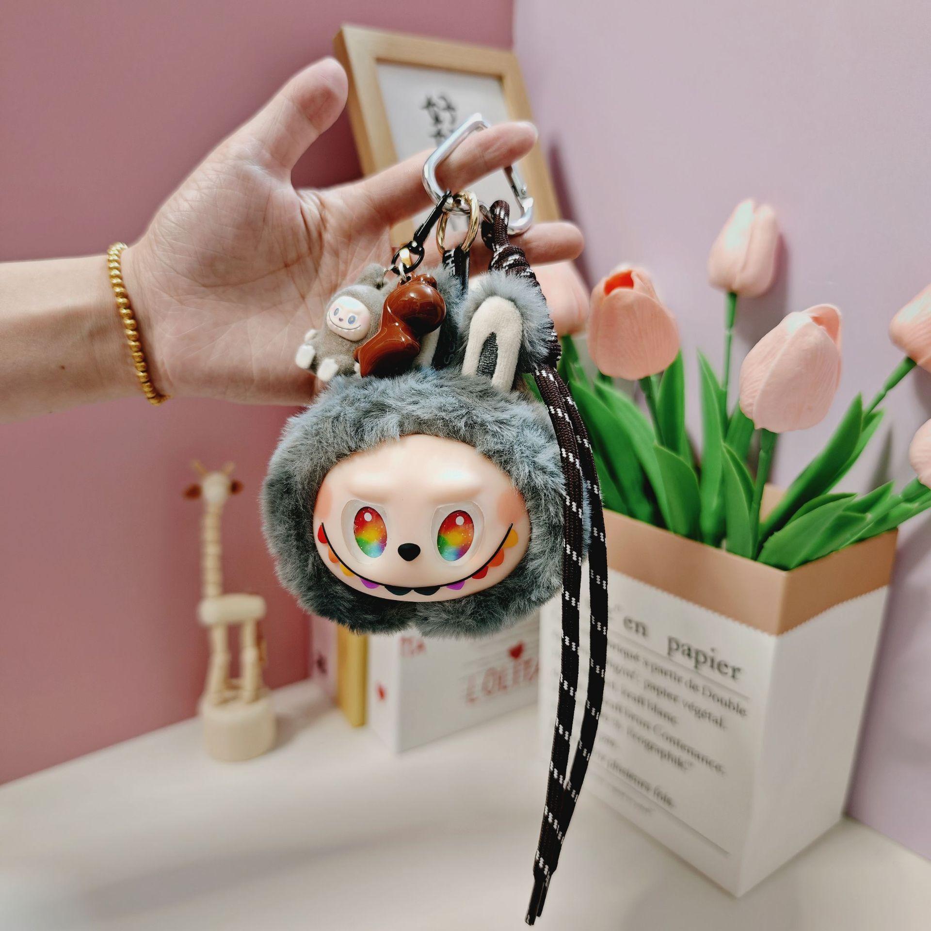 

Plush Big Head Rabub Schoolbag Pendant Doll Doll Pendant Car Keychain Small Gift 1PC