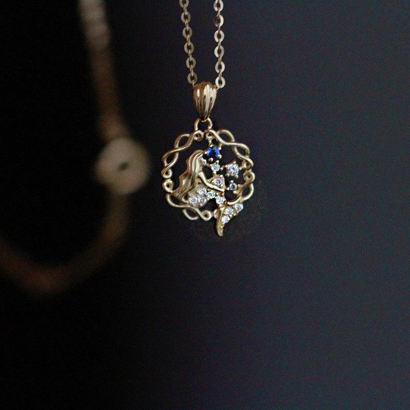 Colier de Lux Ușor pentru Femei Simplu de Basm Sirenă Prințesă Pandantiv Lanț Osul Gâtului pentru Femei