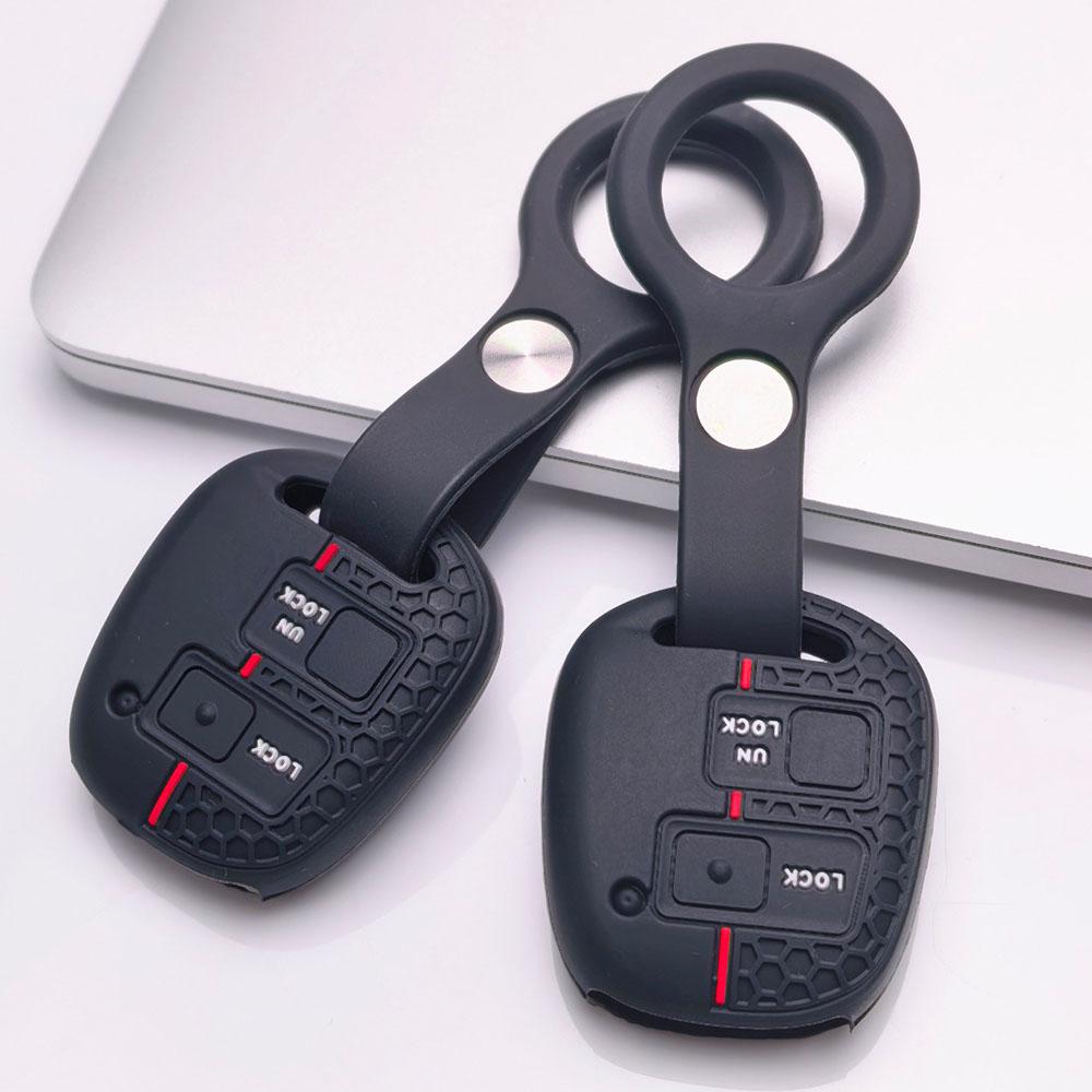2 Button Silicone Key Fob Cover with keychain for Toyota Camry Prado FJ Cruiser Previa RAV4 Echo HiAce, Fits Toyota Camry Cruiser RAV4