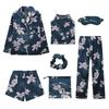 Rose Halcyon Satin Pyjama Süß Lang und Perfekt für und Sommer Damen 7-teiliges Set, Ärmel, Hose, Top, Herbst, Frühling, (Größen F35-XXL)