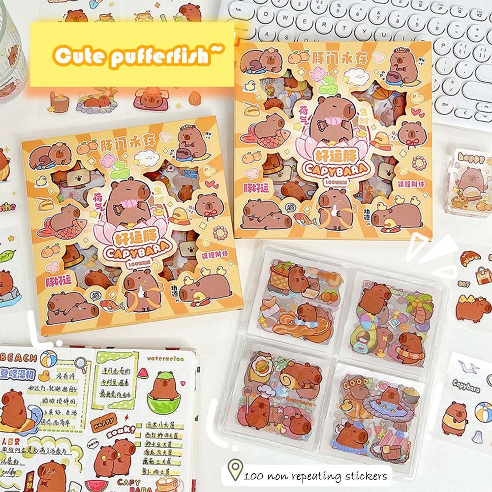Stationery Capybara Handbook Stickers Cartoon Cartoon Decorative Stickers Cute Capybara Sticker