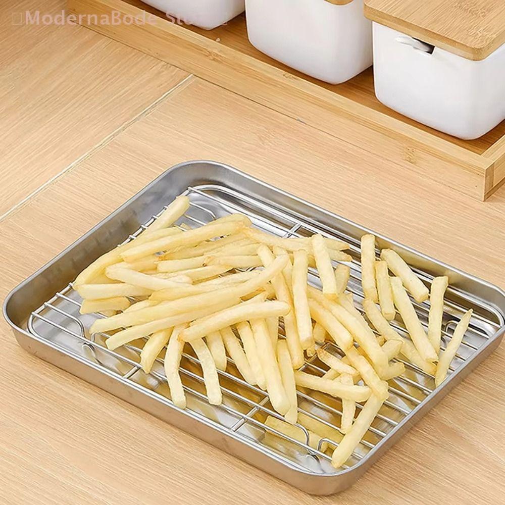 Removable BBQ Tray with Cooling Rack Oven Rack Stainless Steel Baking Pan  for Cooking Roasting