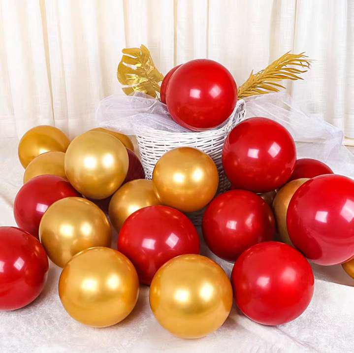 Metallic Red Gold Balloon Set for Weddings and Celebrations