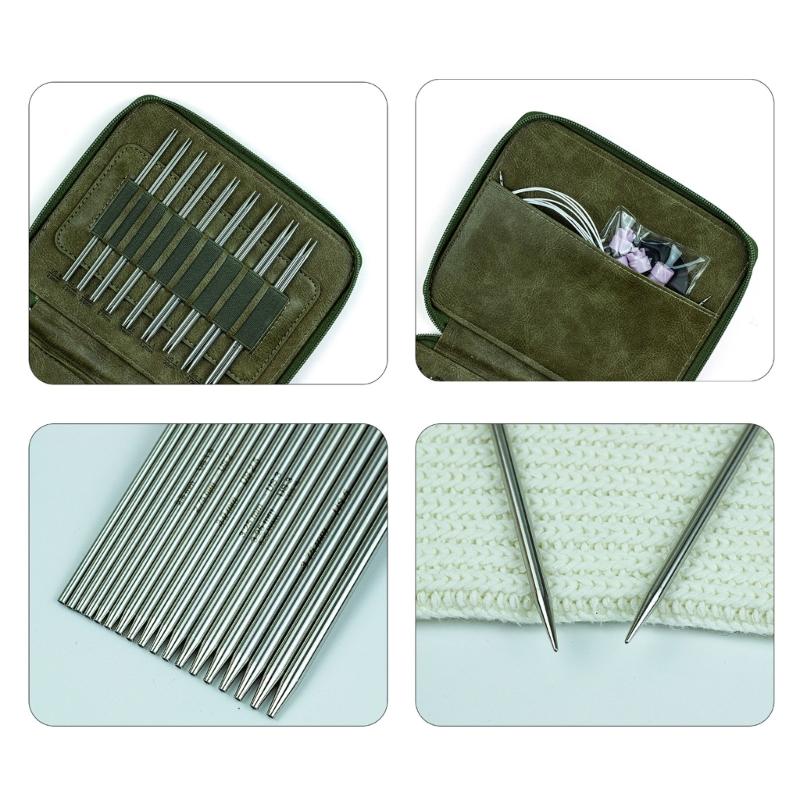 Knitting Needle Pack with Steel Fine Size Ends, Detachable Joiners, 11.5 Cm 9 Piece Tool for DIY Handcraft Work and Home Sewing Tasks