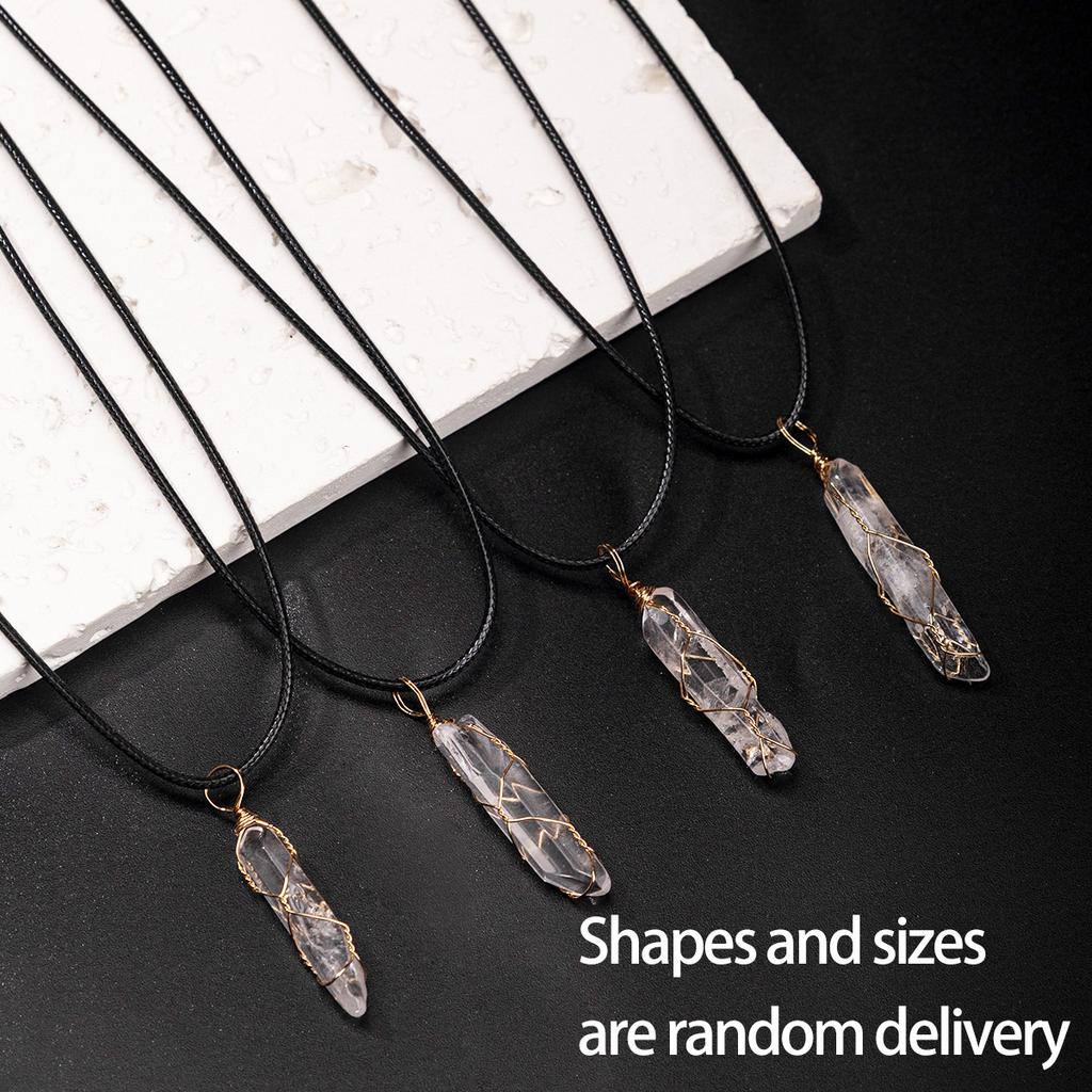 Colgante de cristal natural, cristal blanco, forma flexible, collar de seda, joyería irregular, regalo de Navidad, regalo de San Valentín, regalo para novia
