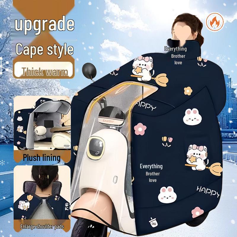 Winter Fleece Lined Windshield Cape: Thickened Windproof Cover for Neck, Shoulder Protection, Warmth & Cold Retention