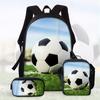 Football Cartoon Print Junior High School Backpack Three-Piece Children'S Schoolbag Primary School Backpack