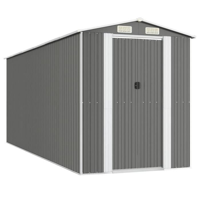 3147442 vidaXL Abri de jardin Gris clair 192x523x223 cm Acier galvanisé