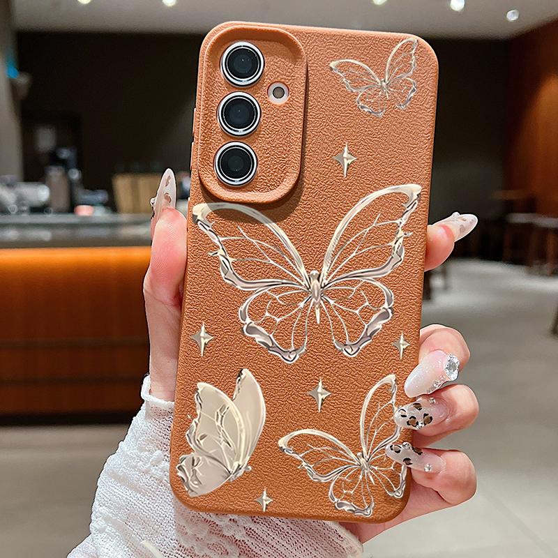 Gouden Vlinder Hoesje Voor Samsung Galaxy S24 S25 Ultra S23 S22 Plus S21 FE A14 A15 A16 A25 A26 A34 A35 A36 A54 A55 A56 5G Capa