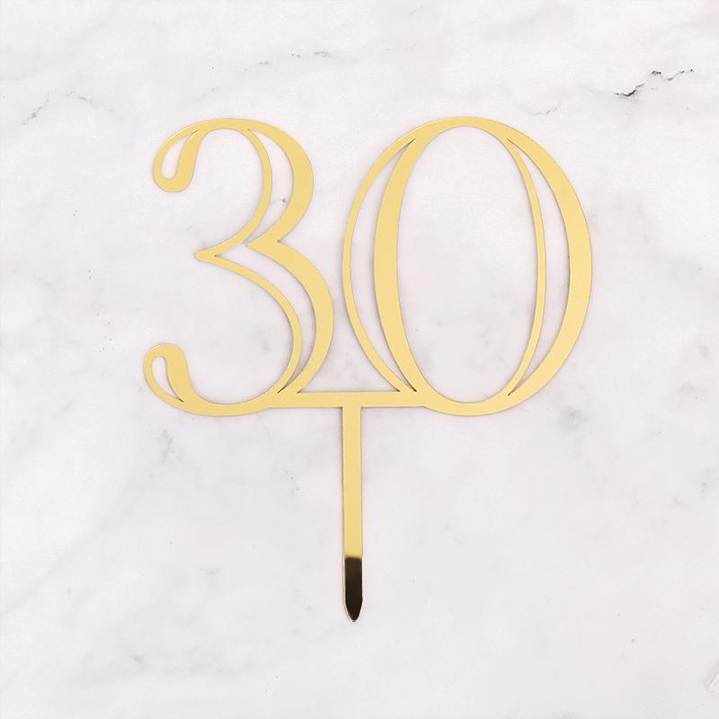 18 20 30 50th Acrylic Number Cake Topper For Adult Kid Happy Birthday Party Cake Decoration Wedding Anniversary Gold Cake Topper