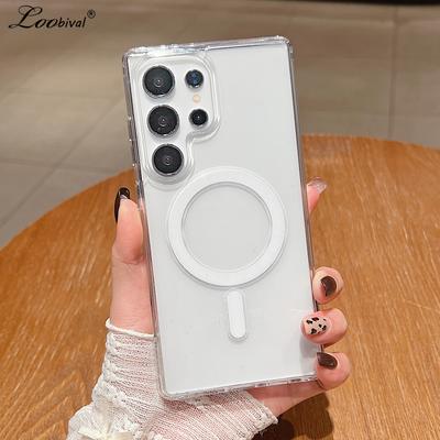 Transparent Acrylic Case for Samsung Galaxy S25 S26 Ultra S24 S22 Plus S23 S21 FE A16 A35 A55 Magnetic Clear Slim Cover