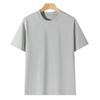 T-shirt bianca girocollo larga da 230g in puro cotone pesante con design versatile e logo stampato personalizzato.