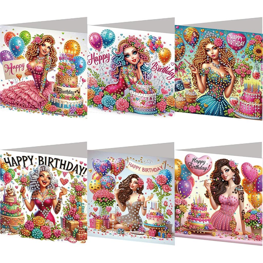 6PCS DIY Rhinestone Diamond Art Mosaic Postcards Xmas Pattern Diamond Art Handmade Cards Thank You Cards and Holiday Blessings