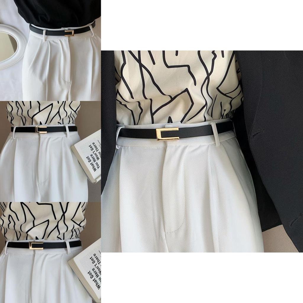 Chic And Minimalist Black Belt For Women Featuring Smooth Buckle Perfect For Fashion Forward Styles