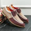 Large Size Leather Shoes Men's Matte Leather Contrasting Color Lace-up Wooden Bottom Low-top Men's Shoes 38-48 British Style Casual Shoes Men