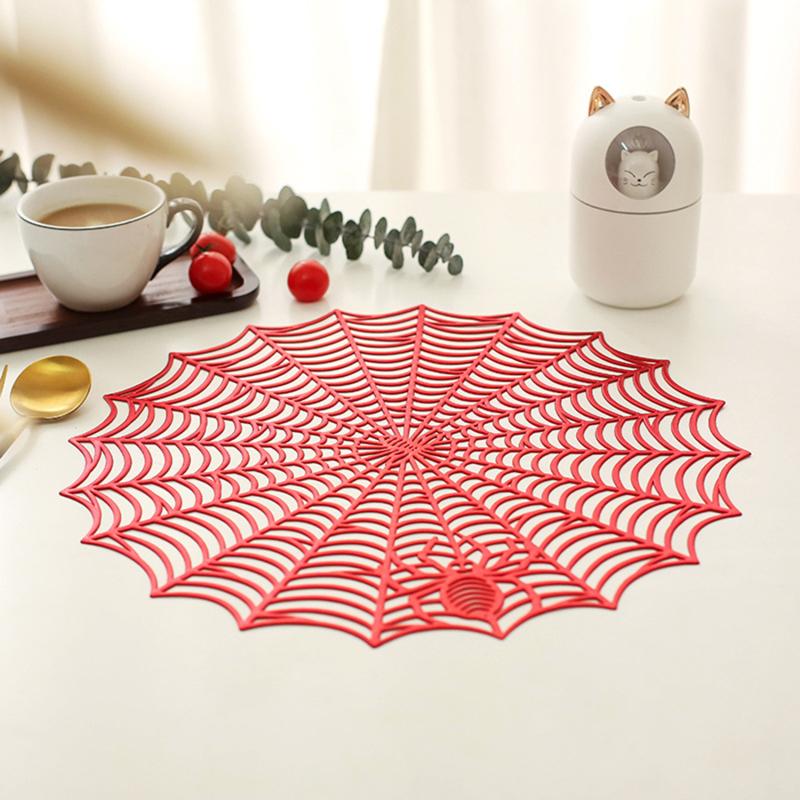 Round Cobweb Table Mat Coasters Hollow Out Heat Insulation Mat Waterproof Non-slip Table Mat