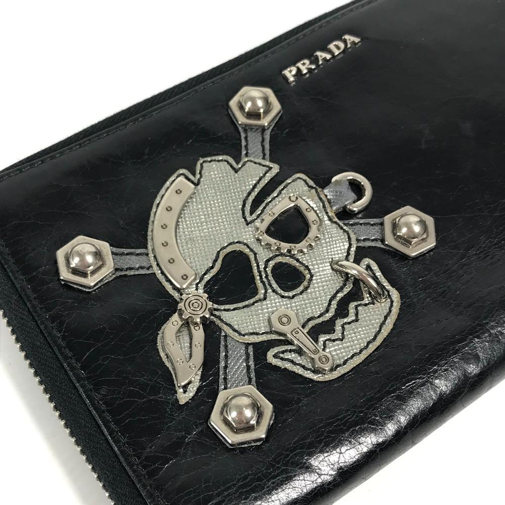 PRADA 2M1264 Skull skull Long wallet Zip Around Long Wallet Leather Black