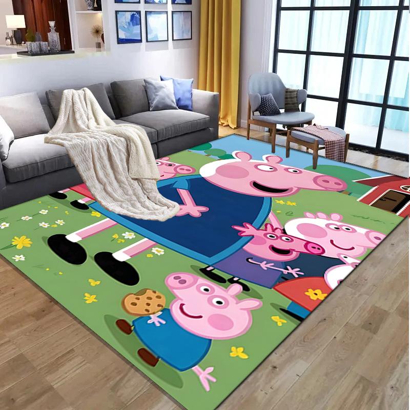 Peppa Pig Pattern Rug, Indoor/Outdoor Mat, for Picnic, Gameroom, Bedroom, Office, Living Room, Home Decor Carpet, Birthday Gift