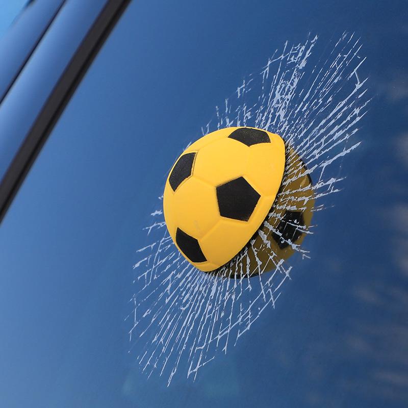 3D Funny Car Window Sticker Tennis Ball Hit Glass Decal Creative Vehicle Decoration