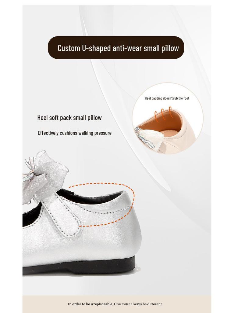 Wuma Mädchen Prinzessin Schleife Pailletten Leder Schuhe - Frühjahr/Herbst Kollektion 2025