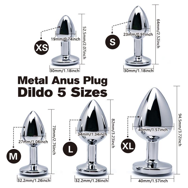 5 Size Black Butt Plug Metal Anal Plug Jewelry Base Beginner To Expert G-point Massage Dildos Adult Women Toys Adult Sex Toys