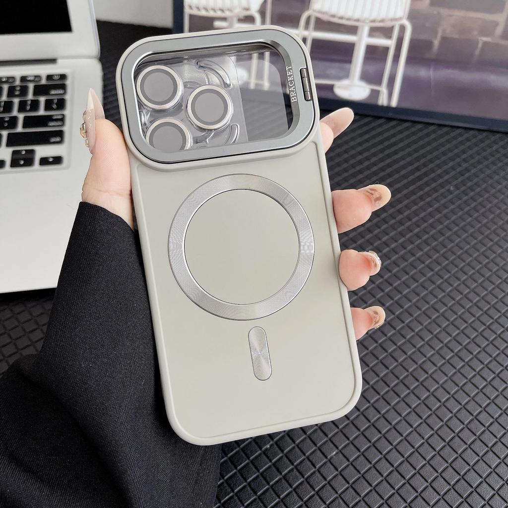 Invisible Magnetic Stand Liquid Phone Case for iPhone 13/14/15/16/17 Pro Max - Skin Feel, Protective