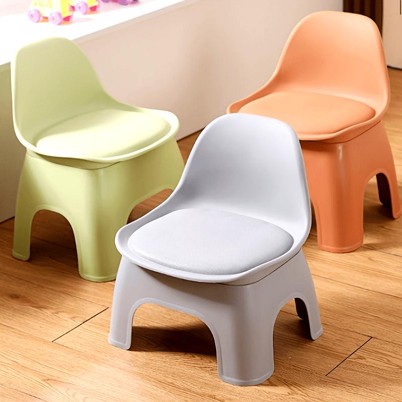 Cadeira Pequena com Encosto, Banqueta Silenciosa para Crianças, Banqueta Circular Dobrável, Grossa, Portátil, Compacta, Durável com Encosto