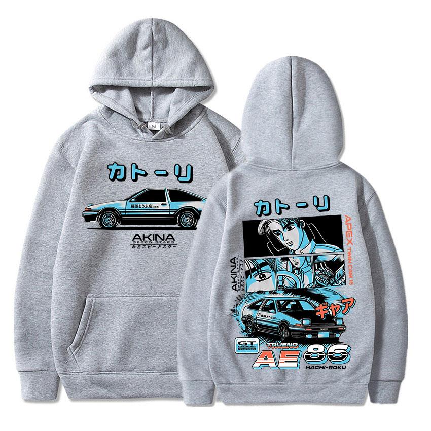 Anime AE86 Cartoon Hoodie with Velvet