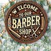 Metal Poster Wall Art Barber Sign Round Rustic Vintage Home Decor