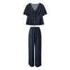 Women's Autumn V-neck Blouse & Casual Trousers Set
