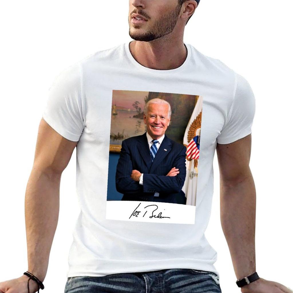 Joe Biden Signature Portrait TShirt Large Size Short Sleeve TShirt
