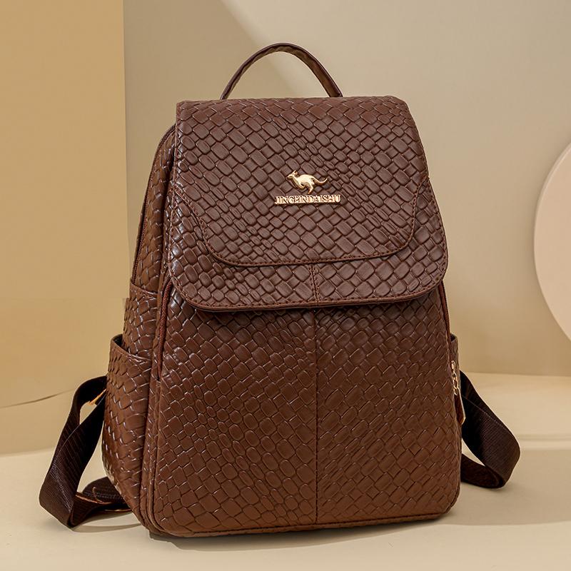 Woven Backpack Women Large Capacity Commuter Backpack Multifunctional Student Schoolbag