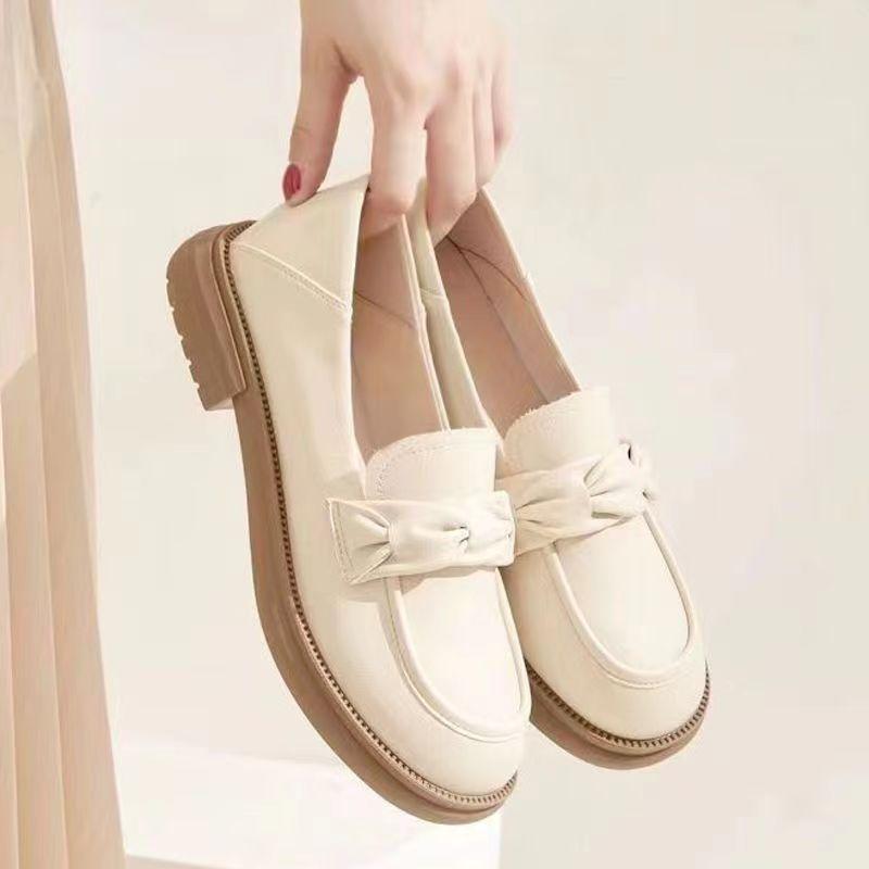 White Loafers Women's Platform 2025 New Autumn Shoes British Style Small Leather Shoes Flat Single Shoes Large Size Women's Shoes
