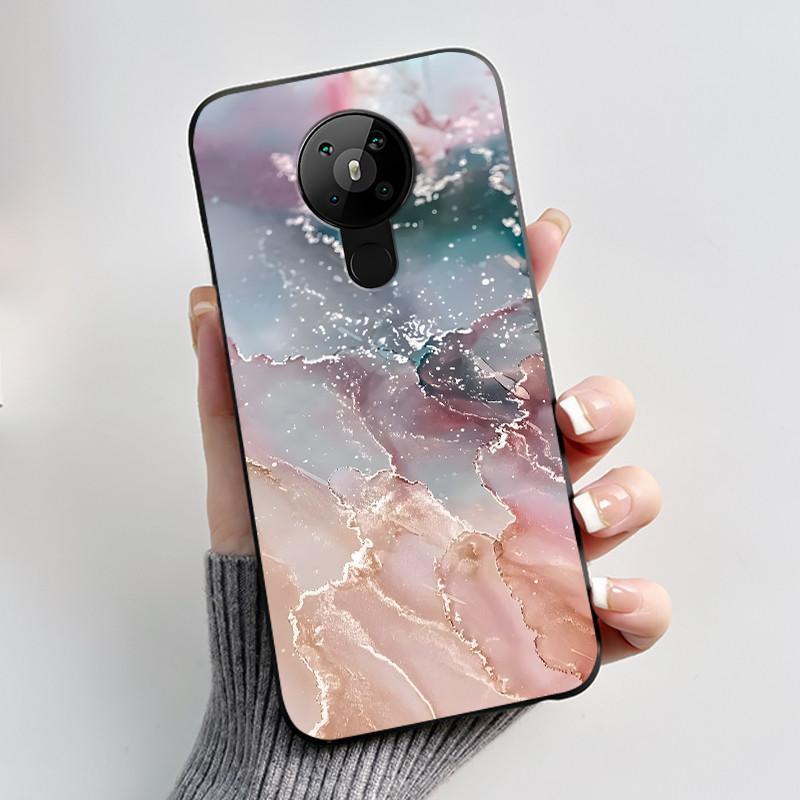 For Nokia 5.3 INS Aesthetic Black For Nokia 5.4/Nokia 3.4 Shockproof Jelly Cover Coconut Tree Pattern Anti-Scratch Soft Shell